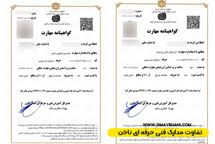 مدرک فنی حرفه ای ناخن