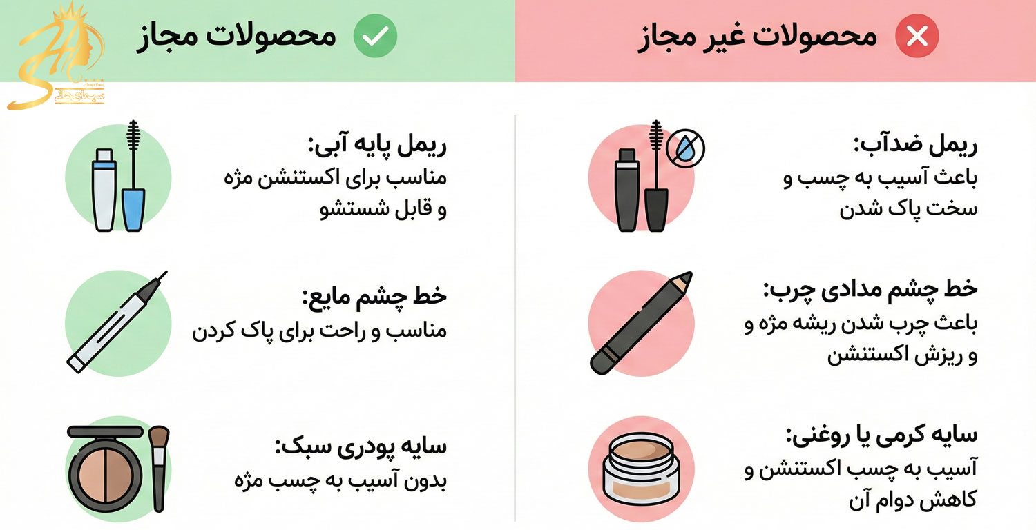 لوازم آرایشی مجاز و غیر مجاز بعد از اکستنشن مژه